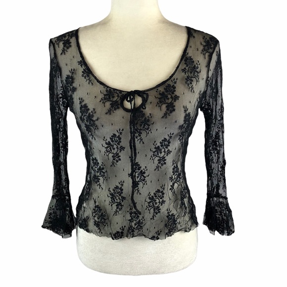 Vintage Tops - Hanky Panky Vintage 90s Black Lace Top